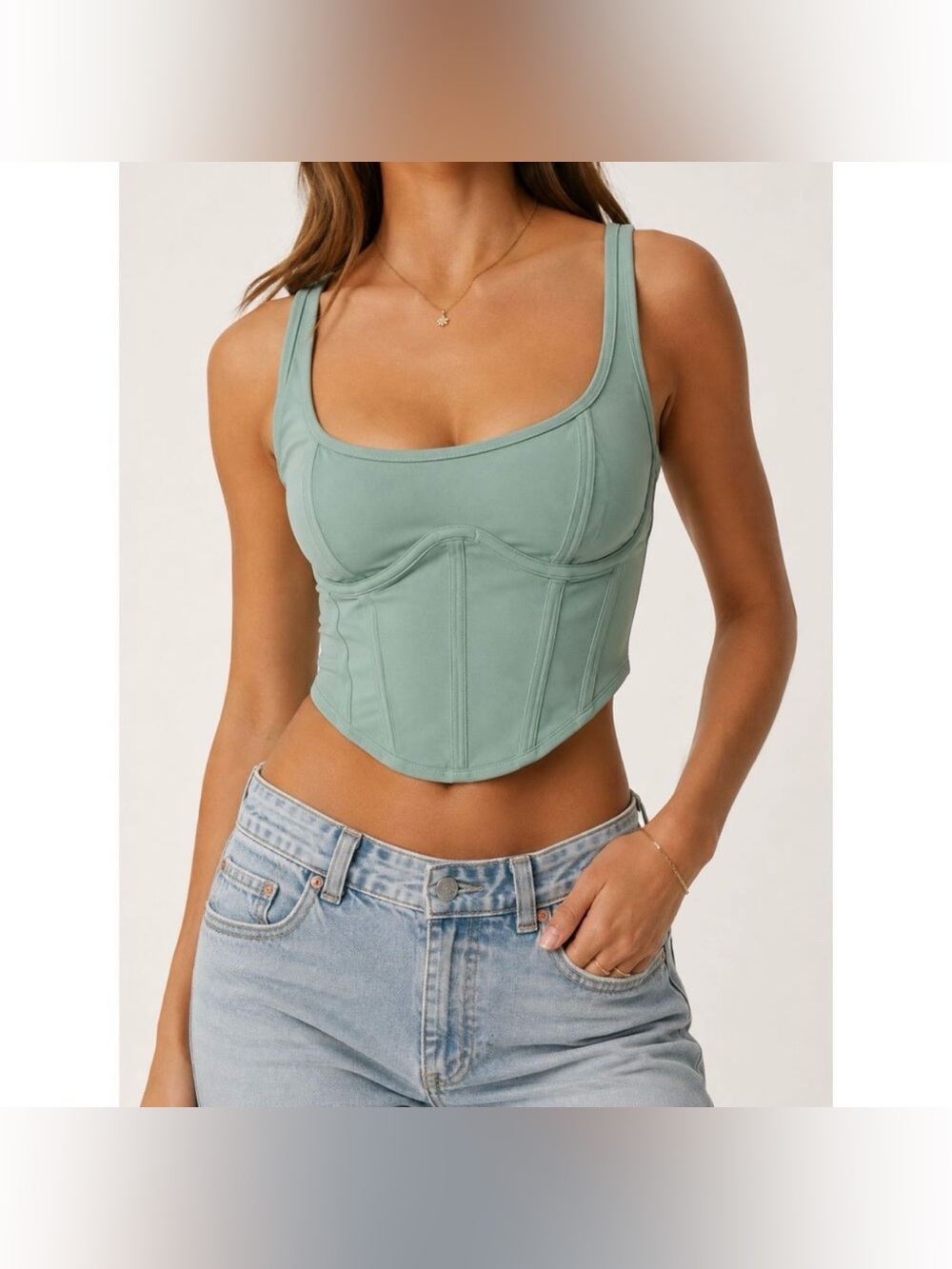 Gilly Hicks Sage Green Corset Crop Top